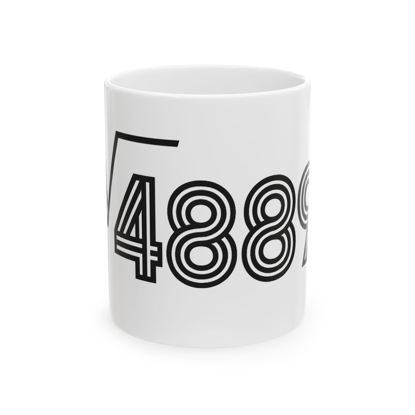 Bold Double-Outline Ceramic Mug — √4889 Streetwear Coffee Cup (11oz, 15oz)