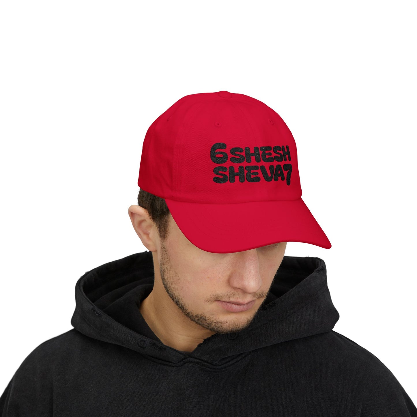 Embroidered '6shesh Sheva7' SHESH SHEVA Signature Logo Cap Classic Dad Cap