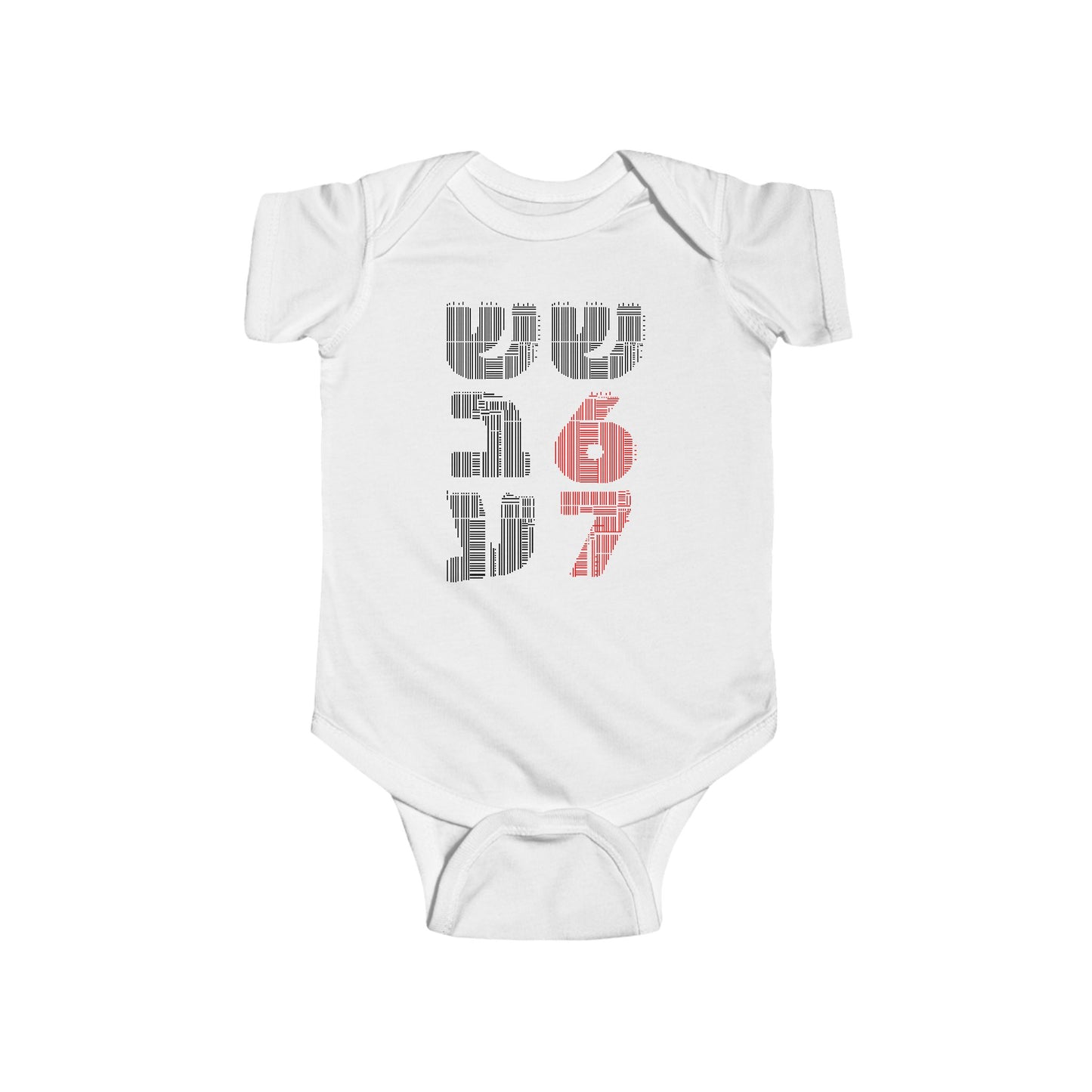 Shesh-Sheva™ 6/7 Hebrew Graphic Baby Bodysuit – Urban Streetwear for Little Ones