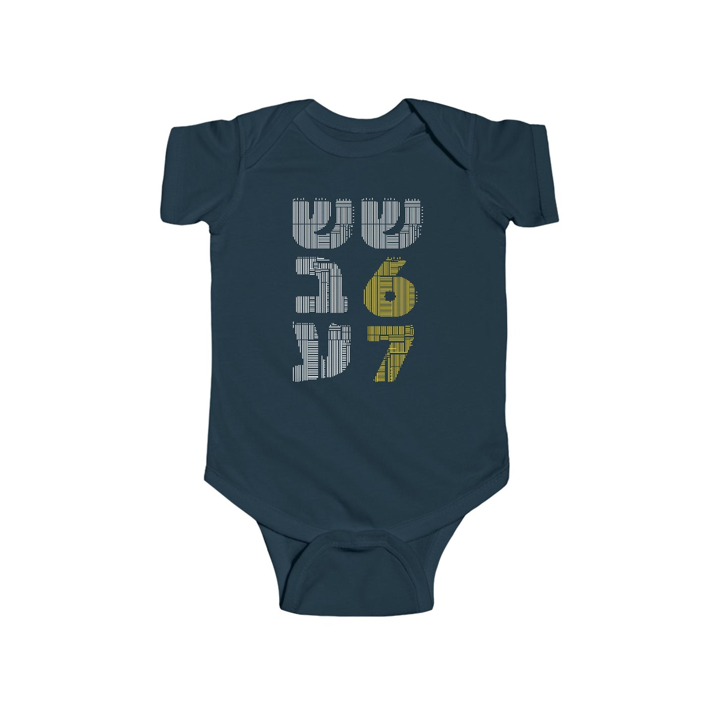 Shesh-Sheva™ 6/7 Hebrew Graphic Baby Bodysuit – Urban Streetwear for Little Ones